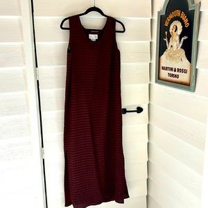 Burgundy 100% Silk mid calf length dress